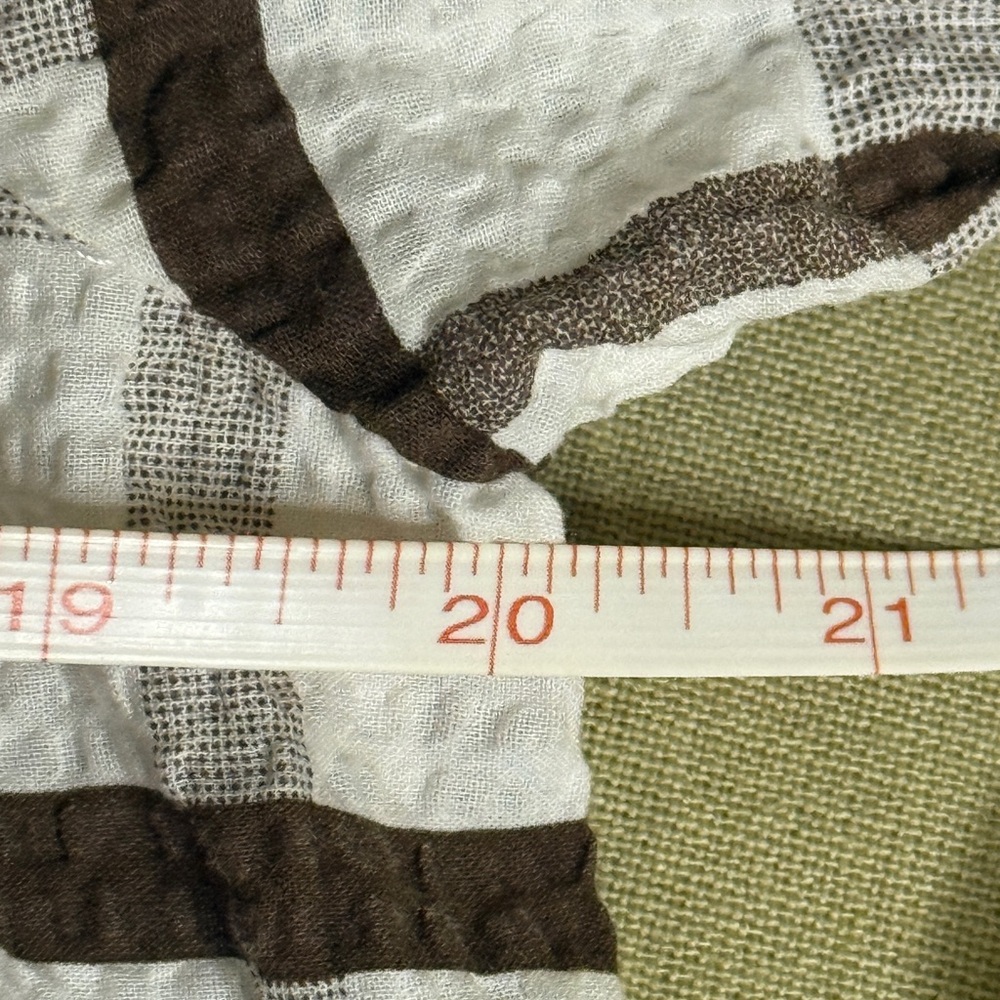 Brown Grid Print Puff Sleeve Woven Top in Excellent Preloved Condition Size L - Picture 9 of 9